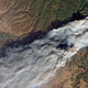 A satellite image of smoke from the the Camp Fire in northern California.